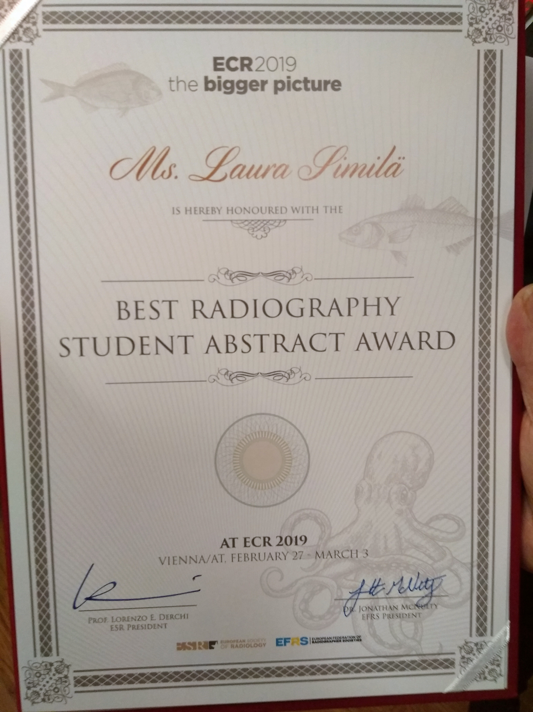 Best radiography student abstract award.